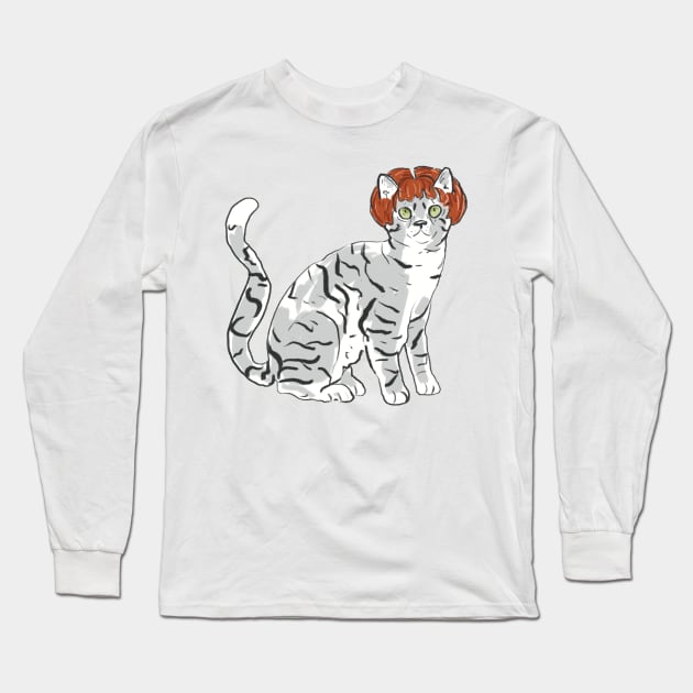 Cat in Ginger Wig Long Sleeve T-Shirt by Shadoodles